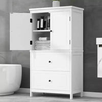 Meuble de rangement de salle de bain Whisen, meuble avec portes doubles, tiroirs et étagère réglable