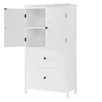 Meuble de rangement de salle de bain Whisen, meuble avec portes doubles, tiroirs et étagère réglable