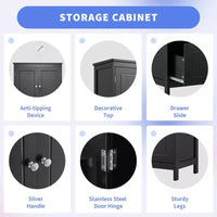 Meuble de rangement de salle de bain Whisen, meuble avec portes doubles, tiroirs et étagère réglable