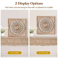 Miroir en bois de ferme Heynemo, miroirs décoratifs carrés muraux, miroirs muraux pour salon, chambre, salle à manger, entrée, couloir