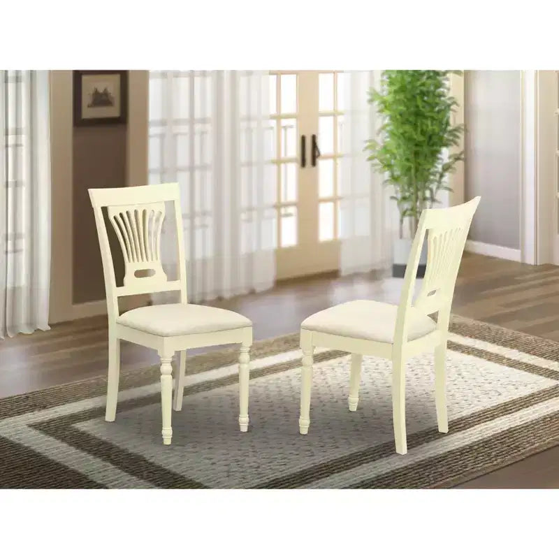 HomeStock Chaises en bois massif rembourrées en tissu de lin pour salle à manger, lot de 2