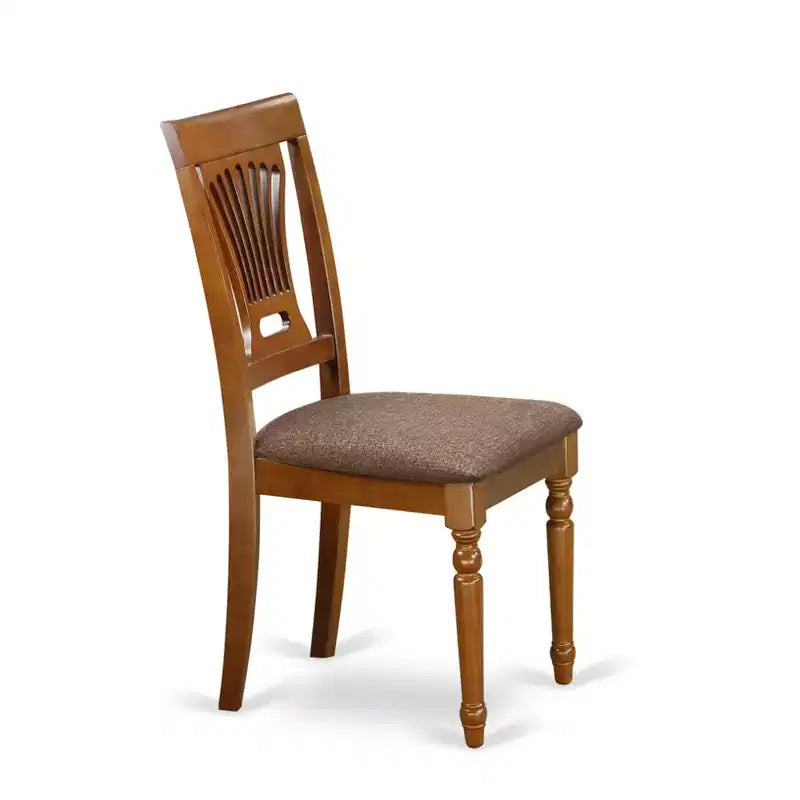 HomeStock Chaises en bois massif rembourrées en tissu de lin pour salle à manger, lot de 2