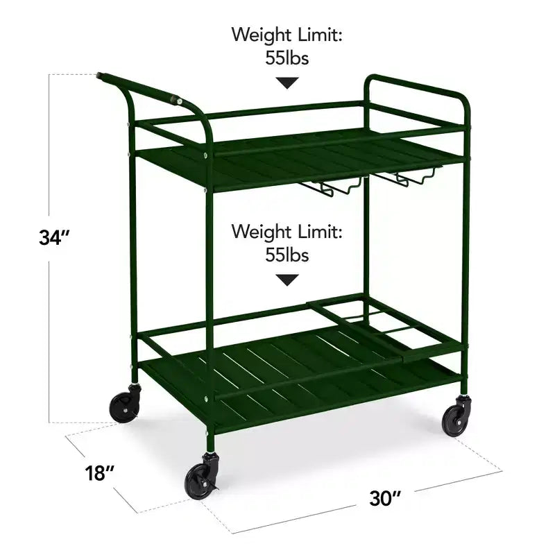 Chariot de bar roulant 2 niveaux Best Choice Products intérieur/extérieur avec étagères de rangement, casier à vin, roues verrouillables