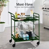 Chariot de bar roulant 2 niveaux Best Choice Products intérieur/extérieur avec étagères de rangement, casier à vin, roues verrouillables