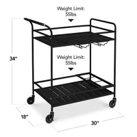 Chariot de bar roulant 2 niveaux Best Choice Products intérieur/extérieur avec étagères de rangement, casier à vin, roues verrouillables