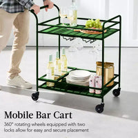 Chariot de bar roulant 2 niveaux Best Choice Products intérieur/extérieur avec étagères de rangement, casier à vin, roues verrouillables
