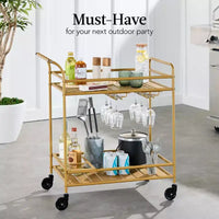 Chariot de bar roulant 2 niveaux Best Choice Products intérieur/extérieur avec étagères de rangement, casier à vin, roues verrouillables