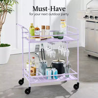 Chariot de bar roulant 2 niveaux Best Choice Products intérieur/extérieur avec étagères de rangement, casier à vin, roues verrouillables