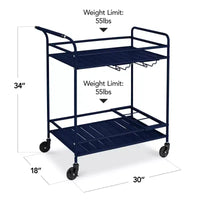 Chariot de bar roulant 2 niveaux Best Choice Products intérieur/extérieur avec étagères de rangement, casier à vin, roues verrouillables
