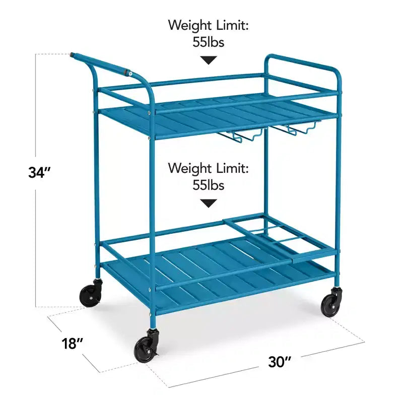 Chariot de bar roulant 2 niveaux Best Choice Products intérieur/extérieur avec étagères de rangement, casier à vin, roues verrouillables