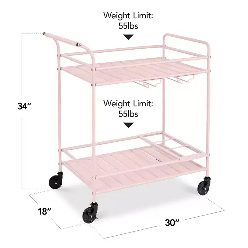 Chariot de bar roulant 2 niveaux Best Choice Products intérieur/extérieur avec étagères de rangement, casier à vin, roues verrouillables