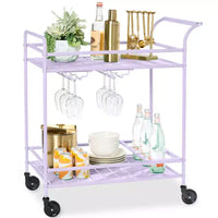 Chariot de bar roulant 2 niveaux Best Choice Products intérieur/extérieur avec étagères de rangement, casier à vin, roues verrouillables