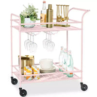 Chariot de bar roulant 2 niveaux Best Choice Products intérieur/extérieur avec étagères de rangement, casier à vin, roues verrouillables