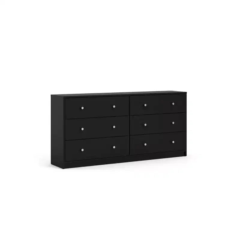 Commode double Tvilum Portland à 6 tiroirs, noire