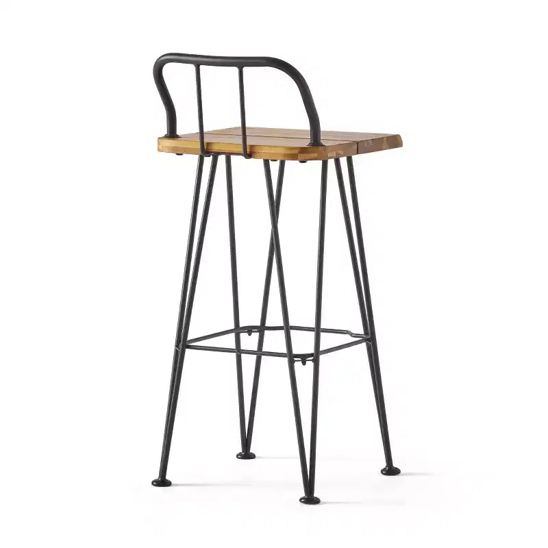 GDFStudio Tabourets de bar industriels d'extérieur en bois d'acacia 76 cm (lot de 2), teck