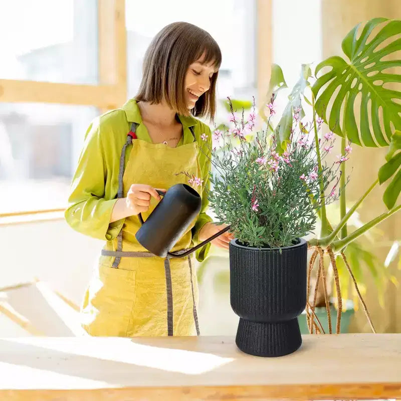 Lot de 2 jardinières hautes de 36 cm, pots de fleurs modernes, pots auto-arrosants avec indicateur de niveau d'eau, pour patio, porche, salon, bureau à domicile