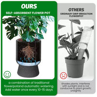 Lot de 2 jardinières hautes de 36 cm, pots de fleurs modernes, pots auto-arrosants avec indicateur de niveau d'eau, pour patio, porche, salon, bureau à domicile