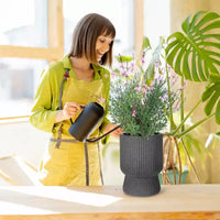 Lot de 2 jardinières hautes de 36 cm, pots de fleurs modernes, pots auto-arrosants avec indicateur de niveau d'eau, pour patio, porche, salon, bureau à domicile