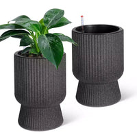 Lot de 2 jardinières hautes de 36 cm, pots de fleurs modernes, pots auto-arrosants avec indicateur de niveau d'eau, pour patio, porche, salon, bureau à domicile