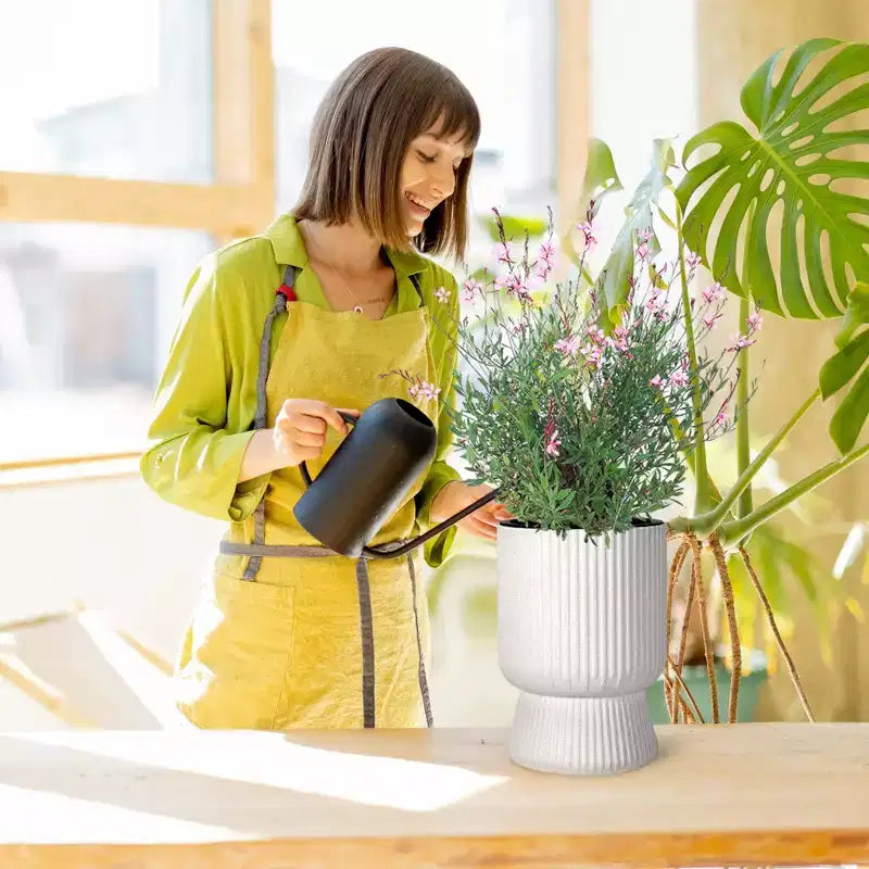 Lot de 2 jardinières hautes de 36 cm, pots de fleurs modernes, pots auto-arrosants avec indicateur de niveau d'eau, pour patio, porche, salon, bureau à domicile