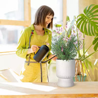 Lot de 2 jardinières hautes de 36 cm, pots de fleurs modernes, pots auto-arrosants avec indicateur de niveau d'eau, pour patio, porche, salon, bureau à domicile