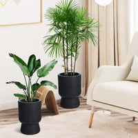 Lot de 2 jardinières hautes de 36 cm, pots de fleurs modernes, pots auto-arrosants avec indicateur de niveau d'eau, pour patio, porche, salon, bureau à domicile