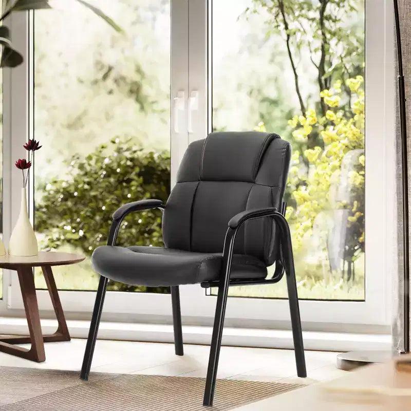 Chaises d'accueil de salle de conférence en cuir PU A avec accoudoirs rembourrés, sans roues, chaise de bureau exécutive