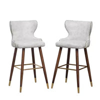 Roundhill Furniture Nevis Tabouret de bar mid-century moderne en similicuir capitonné à clous décoratifs, blanc, lot de 2