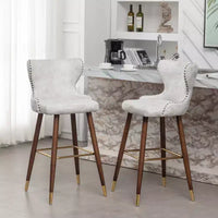 Roundhill Furniture Nevis Tabouret de bar mid-century moderne en similicuir capitonné à clous décoratifs, blanc, lot de 2