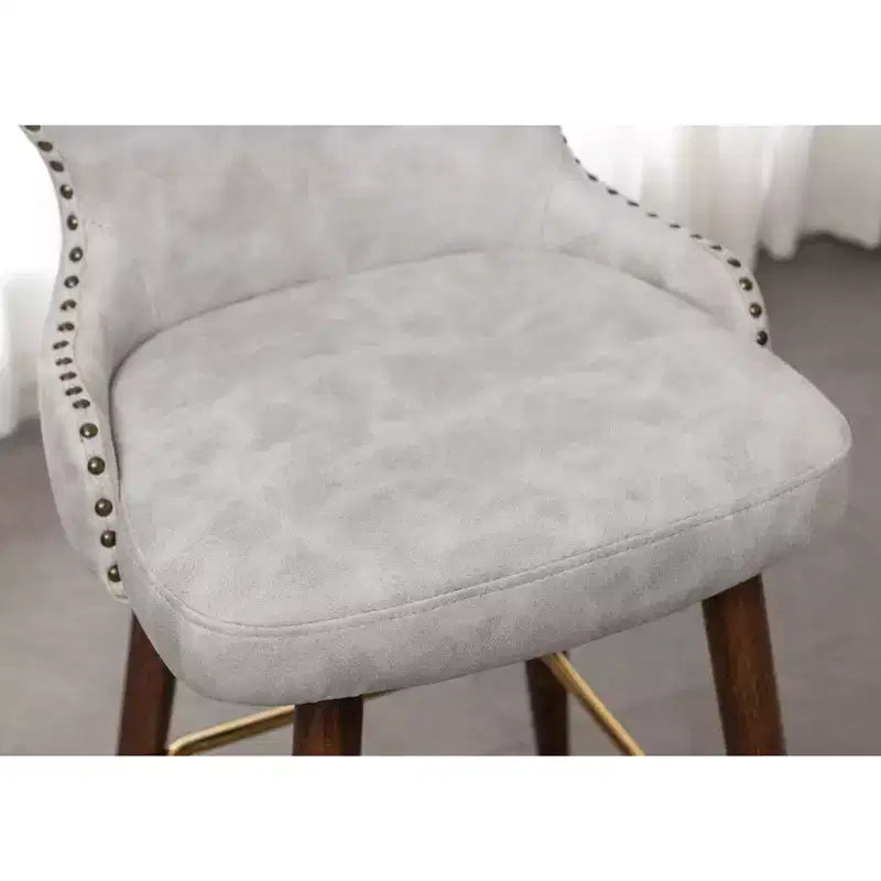 Roundhill Furniture Nevis Tabouret de bar mid-century moderne en similicuir capitonné à clous décoratifs, blanc, lot de 2