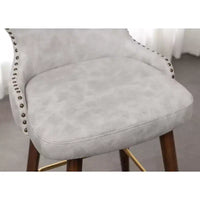 Roundhill Furniture Nevis Tabouret de bar mid-century moderne en similicuir capitonné à clous décoratifs, blanc, lot de 2