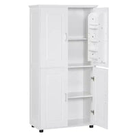 Whisen Armoire de rangement haute et large de style minimaliste, meuble autonome avec 4 portes et étagères réglables pour salle de bain, bureau - Blanc