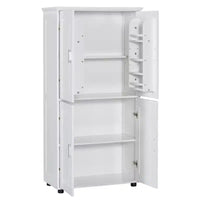 Whisen Armoire de rangement haute et large de style minimaliste, meuble autonome avec 4 portes et étagères réglables pour salle de bain, bureau - Blanc