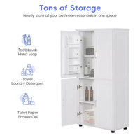 Whisen Armoire de rangement haute et large de style minimaliste, meuble autonome avec 4 portes et étagères réglables pour salle de bain, bureau - Blanc