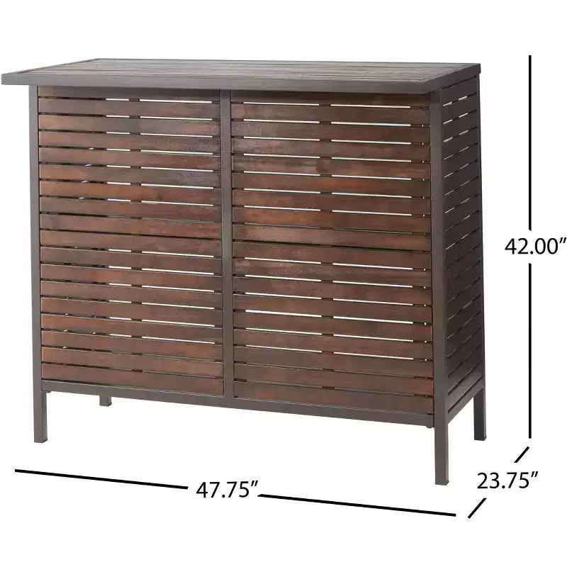 Table de bar d'extérieur en bois d'acacia Christopher Knight Home Milos, marron foncé/métal rustique