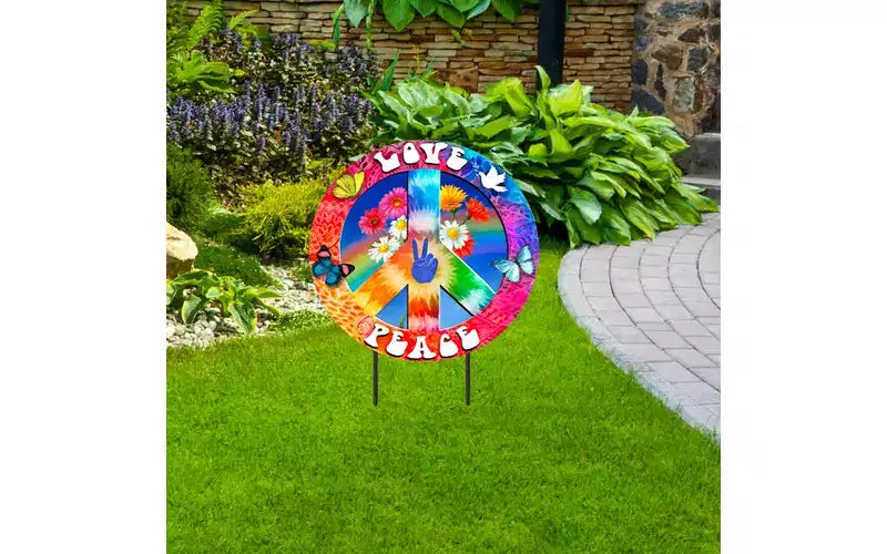 Briarwood Lane Art mural métallique de printemps 25x18 Peace and Love For Spring