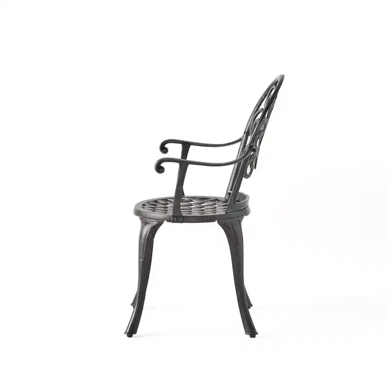 GDFStudio Berthoud Ensemble de bistro 3 pièces d'extérieur en fonte d'aluminium avec seau à glace, cuivre noir