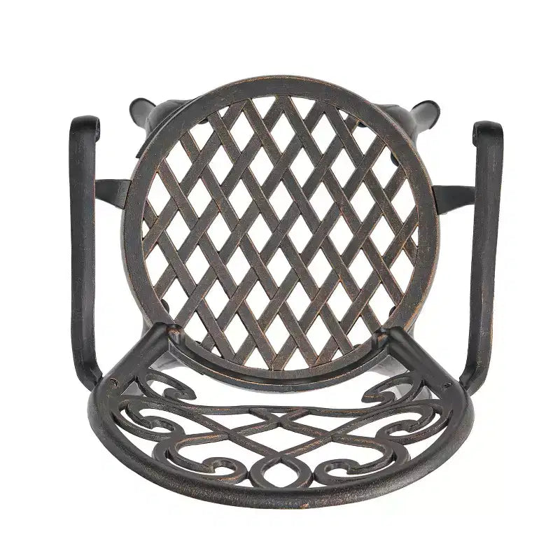 GDFStudio Berthoud Ensemble de bistro 3 pièces d'extérieur en fonte d'aluminium avec seau à glace, cuivre noir