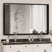 Miroir de salle de bain noir brillant 40x30 : moderne, rectangulaire, style farmhouse, horizontal/vertical