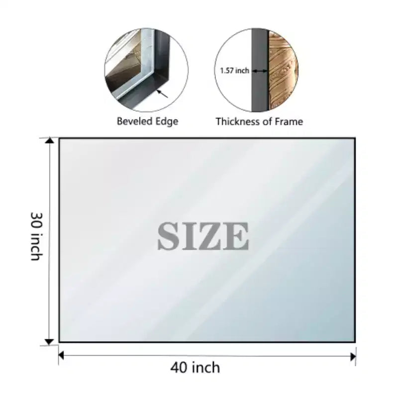 Miroir de salle de bain noir brillant 40x30 : moderne, rectangulaire, style farmhouse, horizontal/vertical