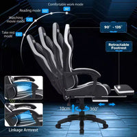 Chaise gaming de massage Hoffree extra-large, chaise de bureau PC ergonomique avec repose-pieds et réglable