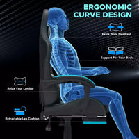 Chaise gaming de massage Hoffree extra-large, chaise de bureau PC ergonomique avec repose-pieds et réglable
