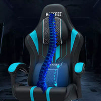 Chaise gaming de massage Hoffree extra-large, chaise de bureau PC ergonomique avec repose-pieds et réglable