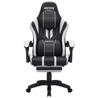 Chaise gaming de massage Hoffree extra-large, chaise de bureau PC ergonomique avec repose-pieds et réglable