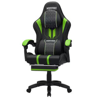 Chaise gaming de massage Hoffree extra-large, chaise de bureau PC ergonomique avec repose-pieds et réglable