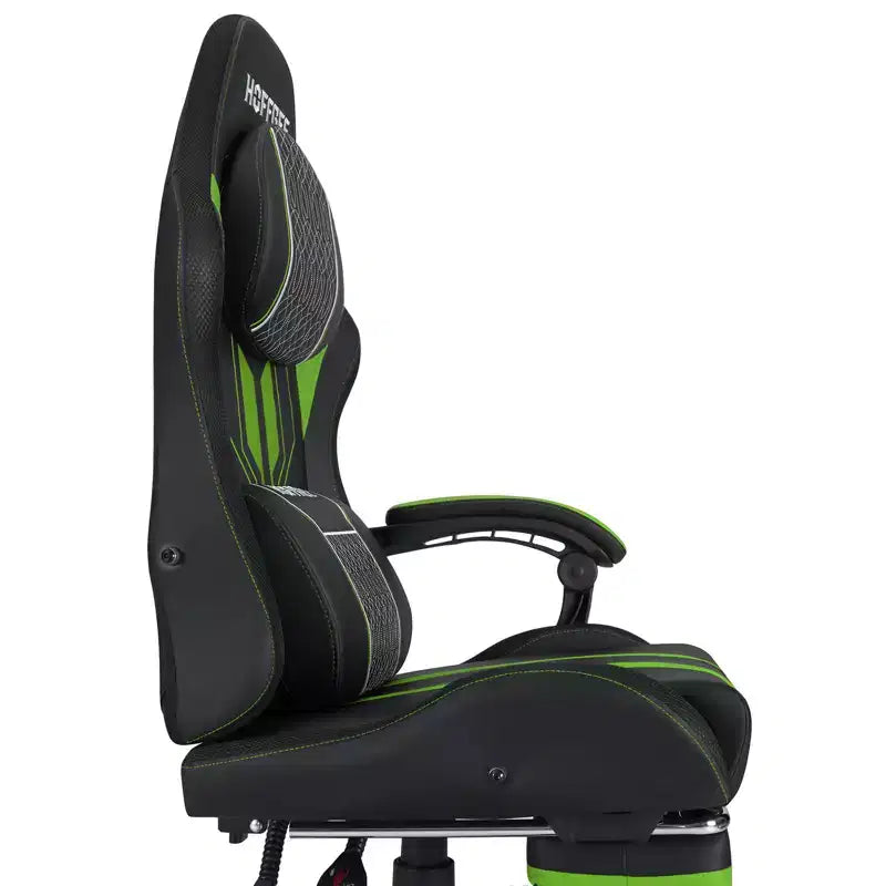 Chaise gaming de massage Hoffree extra-large, chaise de bureau PC ergonomique avec repose-pieds et réglable