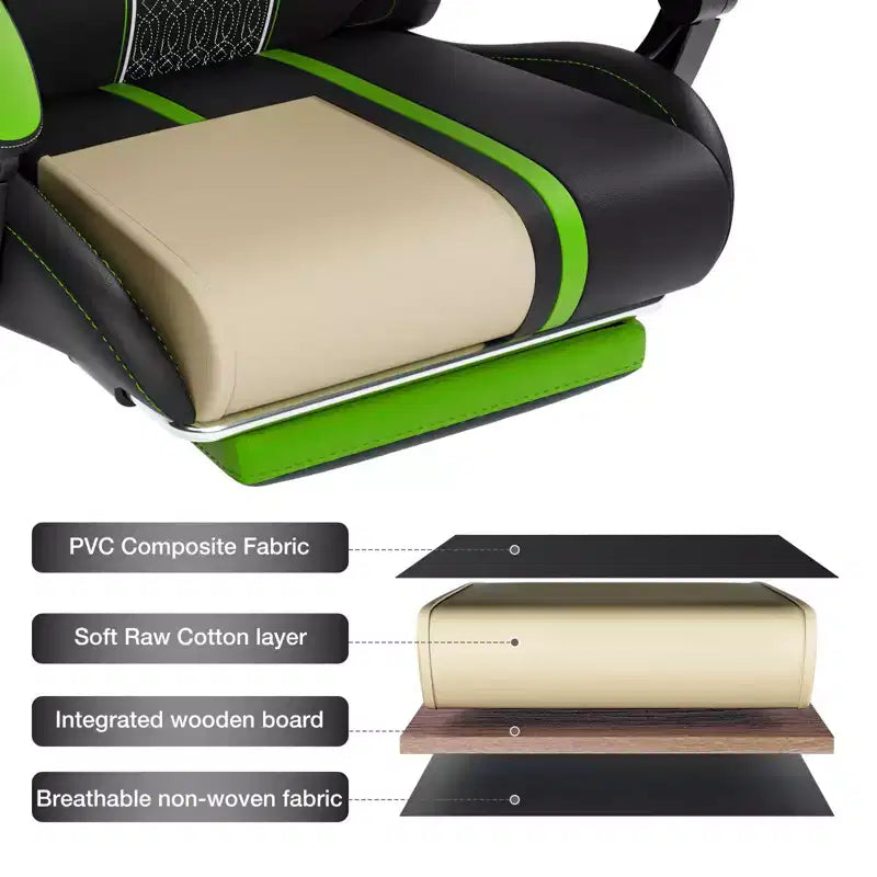 Chaise gaming de massage Hoffree extra-large, chaise de bureau PC ergonomique avec repose-pieds et réglable