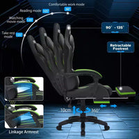 Chaise gaming de massage Hoffree extra-large, chaise de bureau PC ergonomique avec repose-pieds et réglable