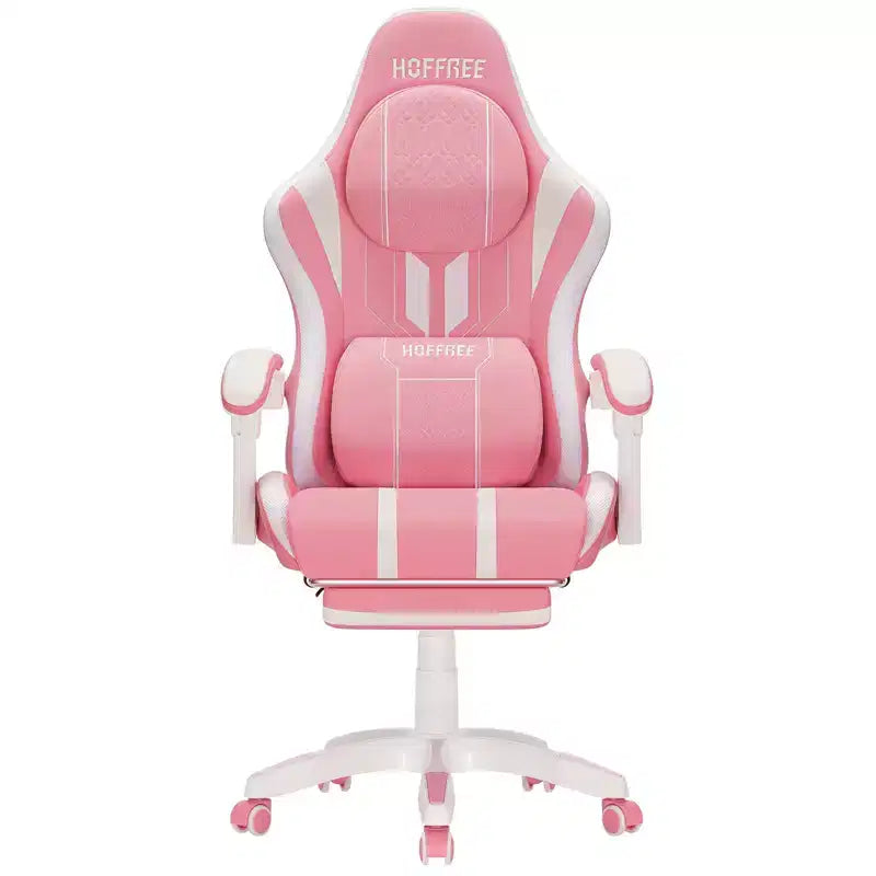 Chaise gaming de massage Hoffree extra-large, chaise de bureau PC ergonomique avec repose-pieds et réglable