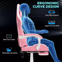 Chaise gaming de massage Hoffree extra-large, chaise de bureau PC ergonomique avec repose-pieds et réglable